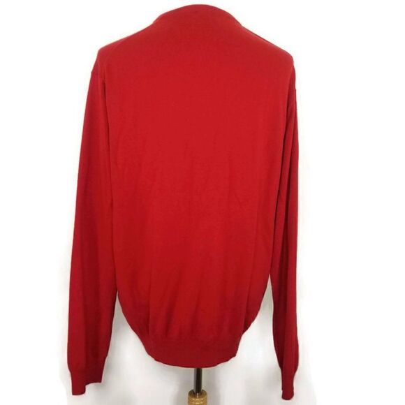 Gant Sweater Mens Size 2XL Cotton Wool Red V-Neck Long Sleeve Pullover Jumper - Picture 4 of 11